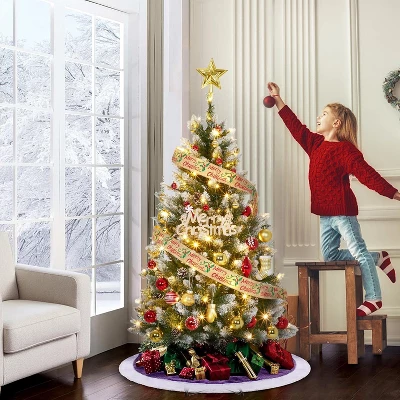4.5/6/7.5/9ft Pre-Lit Artificial Christmas Tree With Pinecones, Warm White Lights, Hinged Branches, PVC Fir Tips, Easy Assembly 9 4.5/6/7.5/9ft Pre-Lit Artificial Christmas Tree With Pinecones, Warm White Lights, Hinged Branches, PVC Fir Tips, Easy Assembly - Image 7