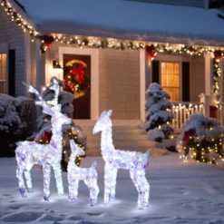 LuxenHome 3-Piece Multi-Color Snowflake Deer Family Outdoor Holiday Decoration With 340 Lights White, Multi -Northlight Sale GUEST fd62fc72 2839 40e6 925e ab0cae435248