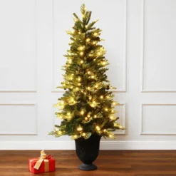 LuxenHome 4.5Ft Pre-Lit Artificial Pine Christmas Tree With Pinecones And Black Urn Planter Pot Green 18 LuxenHome 4.5Ft Pre-Lit Artificial Pine Christmas Tree With Pinecones And Black Urn Planter Pot Green -Northlight Sale GUEST fd7aee30 6a94 49a4 b449 d039e848a336