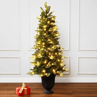 LuxenHome 4.5Ft Pre-Lit Artificial Pine Christmas Tree With Pinecones And Black Urn Planter Pot Green 9 LuxenHome 4.5Ft Pre-Lit Artificial Pine Christmas Tree With Pinecones And Black Urn Planter Pot Green - Image 7