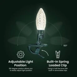 NOMA Quick Clip Durable Diamond Cut C9 LED 66' Holiday Outdoor Christmas Lights With 180 Degree Rotation And 100 Warm White Bulbs, Green (4 Pack) -Northlight Sale GUEST fecd6296 ca54 443d 8fac 3fc3dfbc7ea9