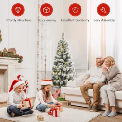 Costway 5FT Pre-Lit Hinged Christmas Tree Snow Flocked W/9 Modes Remote Control Lights -Northlight Sale GUEST ffa7d95c 5c15 45e4 8236 30c335ee805d